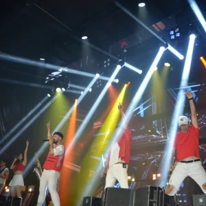 Músicos en directo durante una fiesta regional.