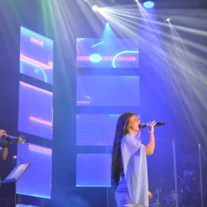 Público disfrutando de una actuación musical al aire libre.